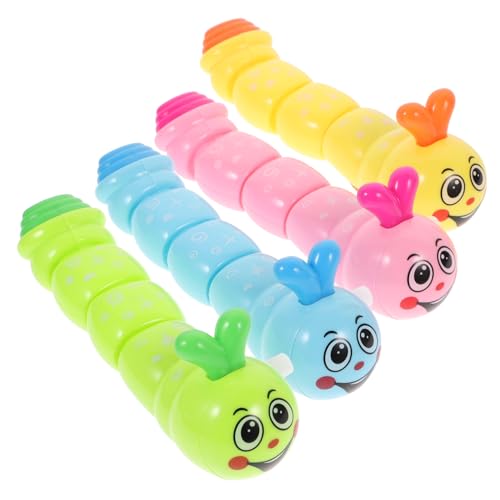JOINPAYA 4 Stück Raupen Am Uhrwerk Spielmatte Dinosaurierspielzeug Spaß Raupe Aufziehen Spiele Spielzeugaufbewahrung Sensorisches Gadget Mini- Plüsch Aufziehtiere Abs von JOINPAYA