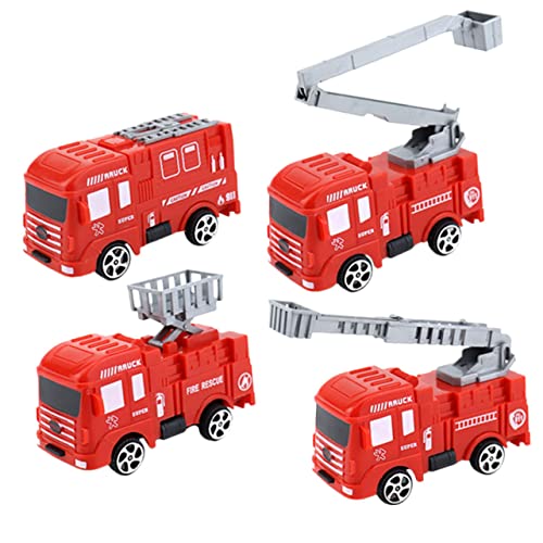JOINPAYA 4 Stück Teiliges Feuerwehrwagen Tortendekoration Fahrzeug Figuren für Kindergeburtstag für Dessert Dekoration und Feierliche Anlässe von JOINPAYA
