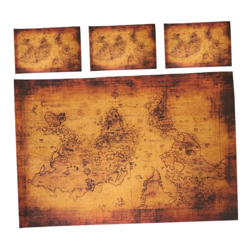 JOINPAYA 4 Stück Vintage Piraten Schatzkarten für Leichte Abenteuerliche Spielkarten Fördert Kreativität und Teamwork für Piratenpartys und Familienaktivitäten von JOINPAYA