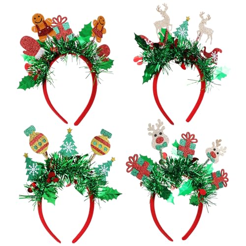 JOINPAYA 4 Stück Weihnachts-stirnband mit Glitzerquaste: Stirnband für Mädchen Und Frauen, Elch, Lebkuchenmann, Rentier, Geweih, für Kinder, Weihnachten, Urlaub, Neujahr, Party JOINPAYA 4 Stück Weihnachts-stirnband mit Glitzerquaste: Stirnband für Mädchen Und Frauen, Elch, Lebkuchenmann, Rentier, Geweih, für Kinder, Weihnachten, Urlaub, Neujahr, Party von JOINPAYA