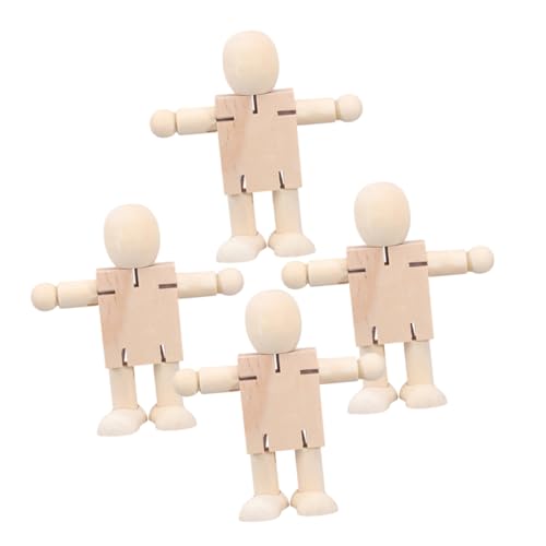 JOINPAYA 4 Stück Weißer Embryo Roboter Aus Holz Einfacher Embryo Graffiti Pädagogisches Kinderspielzeug Deformation DIY Holzmann 4 Stück Coole Kits Für Jungen Doodle Bot von JOINPAYA