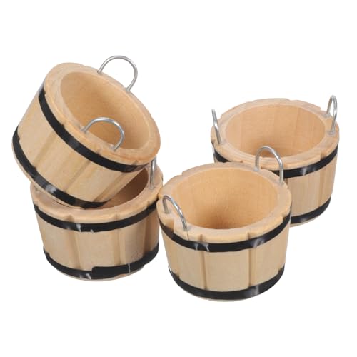 JOINPAYA 4stücke Mini Holzfass Miniatur Dekoration Für Puppenhaus Realistische Holzbehälter Für Kreatives Spielen Puppenstubenzubehör Für Fantasievolles Gestalten von JOINPAYA