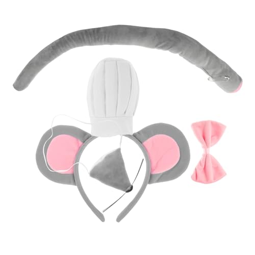 JOINPAYA 4-Teiliges Mauskostüm-Set: Mausohr-Stirnband Nase Und Fliege Für Halloween Geburtstag Weihnachten Cosplay Verkleiden Ratten-Tierkostüm-Zubehör Grau von JOINPAYA