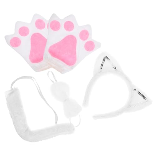 JOINPAYA 4-Teiliges Schwarzes Katzenkostüm-Set: Halloween-Katzenohren Stirnband Fliege Und Handschuhe Für Süßes Cosplay-Zubehör Für Partys Und Verkleidungen von JOINPAYA