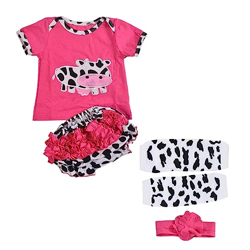JOINPAYA 4 Teiliges Set Für Reborn Puppenbekleidung Kurzarm T Shirt Und Shorts Im Niedlichen Kuhdesign Für 50 Große Puppen Perfekte Puppenoutfits Und Zubehör Für ädchen von JOINPAYA
