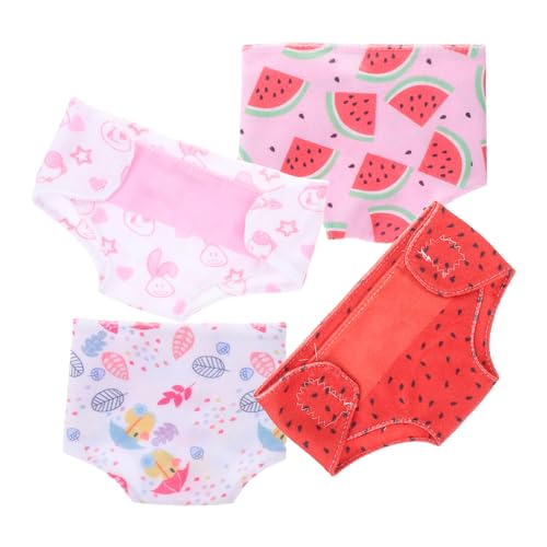 JOINPAYA 4-teilige Windeln Für Babypuppen: Unterhose Für 18-Zoll-Puppen, Waschbar, Wiederverwendbar, Mit Wassermelonen-Tiermuster, Für Mädchen, Rollenspiel-zubehör Für Ankleidespielzeug von JOINPAYA