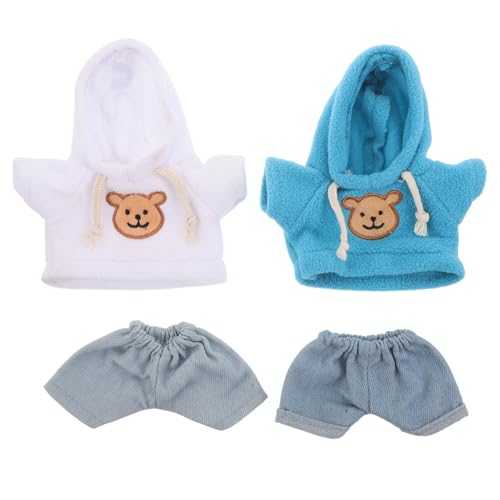JOINPAYA 4-teiliges Bären-Kleidungsset zum Selbermachen: Kapuzenpullover und Jeans-Outfit für Kuscheltiere – Mini-Bärenkleidung für 20 cm große Plüschpuppen – Süßes Puppenkleidungsset von JOINPAYA