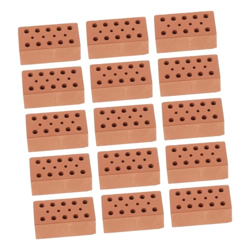 JOINPAYA 40 Stück Puppenhaussteine bausteine bastelmaterial für bausteine für klein Landschaftsbau texturiert DIY Mini-Gartenziegel Spielzeugsteine Ton Light Brown von JOINPAYA