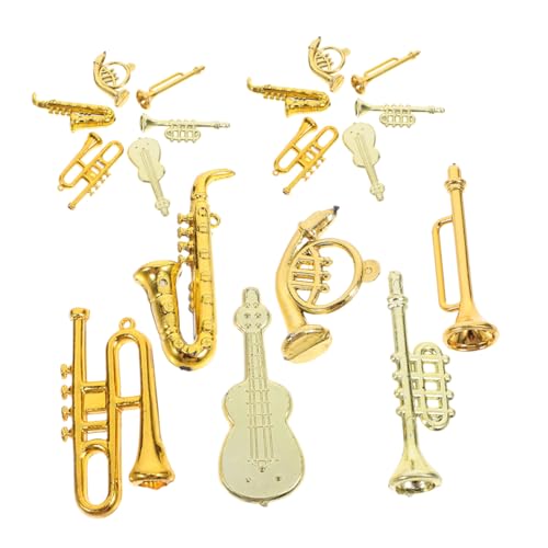 JOINPAYA 48 Stück Miniatur-Musikinstrumentenmodell Trompete Musikalisches Ornament Instrumentendekoration Puppenhaus Musikzimmer Mini-Musikinstrumente Spielzeugsaxophon Plastik Golden von JOINPAYA