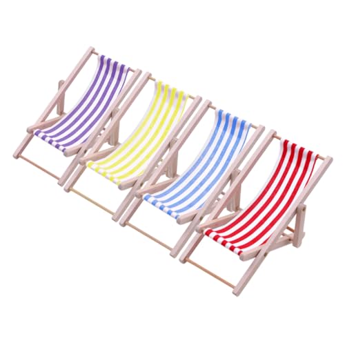 JOINPAYA 4Stücke Strandstuhl aus Holz Puppenhausmöbel für Dekoration Szenenaccessoire für Kreative Spielwelten und Raumgestaltung von JOINPAYA