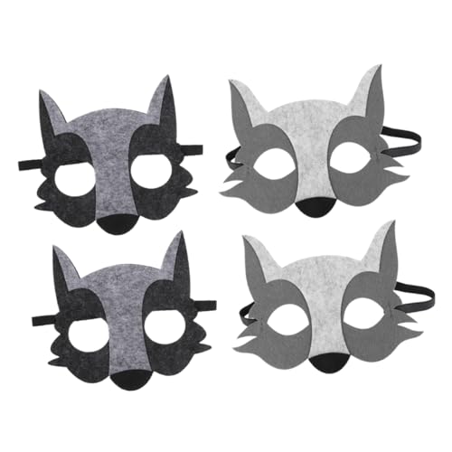 JOINPAYA 4Stücke Wolf Halbmaske aus Filz für Halloween Cosplay Lustige Tiermaske für Parties Maskerade und Festivals Halloween Requisite Leicht Bequem JOINPAYA 4Stücke Wolf Halbmaske aus Filz für Halloween Cosplay Lustige Tiermaske für Parties Maskerade und Festivals Halloween Requisite Leicht Bequem von JOINPAYA