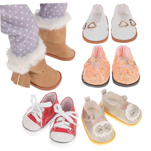JOINPAYA 5 Paare Puppenschuhe Puppenturnschuhe Schuhe für Puppen Puppenzubehör Puppenaccessoires Hochzeitskleidung für Puppen Mini-Schuhe selber Machen Puppen-Canvas-Schuhe Stoff von JOINPAYA