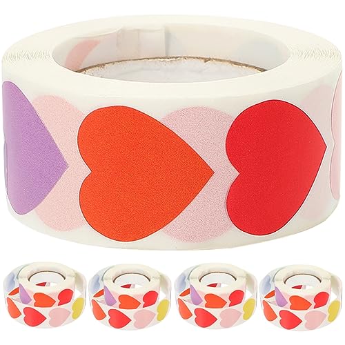 JOINPAYA 5 Rollen Aufkleber geldumschläge Umschlag Heart Stickers verpackungen für Labels sortiment hochzeitsdirndl geschenkpaket tageb Valentinstag-Herz-Etiketten Leere Etiketten von JOINPAYA