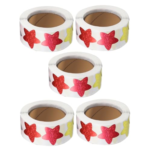 JOINPAYA 5 Rollen Stern klebesticker Stickers Aufkleber Motivationsaufkleber für belohnungssticker Belohnungsaufkleber für Erwachsene Aufkleber für das Klassenzimmer Papier von JOINPAYA