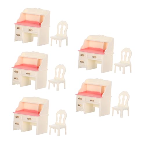 JOINPAYA 5 Sätze Mini-puppenhausmöbel Mini-Schreibtisch Miniatur -wohnzimmermöbel Miniaturstühle Für Puppenhaus Spielhausmöbel Puppenhaus Computertisch Fotografie -Requisiten Weiß Plastik von JOINPAYA