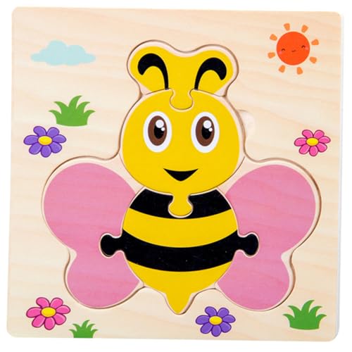 JOINPAYA 5 Stück 1 Satz Cartoon Holzpuzzles Puzzle kinderpuzzle holzrätsel zabawki stymulujące rozwój Bienenpuzzle Puzzlematte Puzzle für pädagogisches Hölzern von JOINPAYA