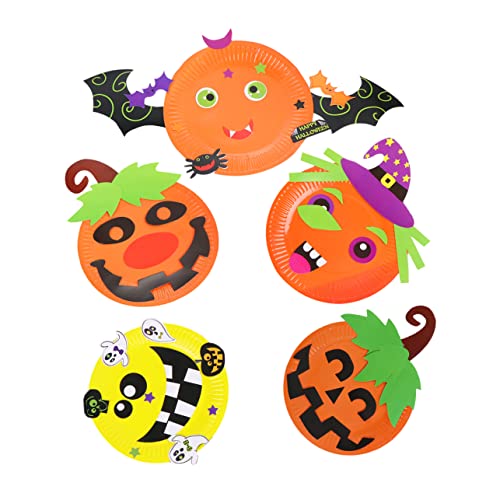 JOINPAYA 5 Stück Halloween-DIY-Pappteller-Material Halloween Theme pappteller Halloween Handicraft Material Halloween Decorations Halloween-Pappteller-Aufkleber Pappteller-Kit Papier von JOINPAYA