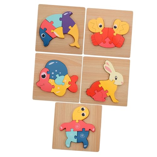 JOINPAYA 5 Stück Lernspielzeug für Kleinkinder Puzzle kinderpuzzle rätsel für laubsägen für holzspielzeug Safe Toy Puzzle- aus Holz Cartoon-Holzpuzzle hölzern von JOINPAYA
