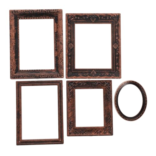 JOINPAYA 5 Stück Maßstab Bronze Kunststoff Vintage Stil Leichte Stabile Rahmen für Puppenhaus Dekoration Vielseitige Designs für Kreative Wohnaccessoires von JOINPAYA