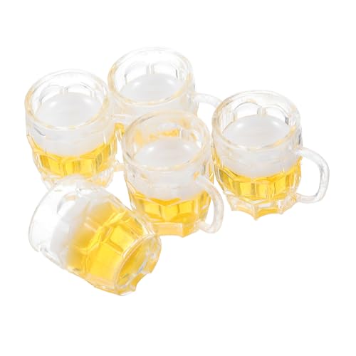 JOINPAYA 5 Stück Miniatur-biergläser: Mini-bierkrüge, Winzige Trinkgefäße Für Puppenhaus-Party-Dekoration, Mikro-landschaftszubehör, Simulationsbecher-Modelle, Gelb von JOINPAYA