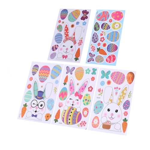 JOINPAYA 5 Stück Osteraufkleber Easter Bunny Ostern osterpresente Ostergeschenk ozdoby wielkanocne Kaninchen-Aufkleber Hasen-Aufkleber fensterdeko Ostern Fensteraufkleber PVC von JOINPAYA