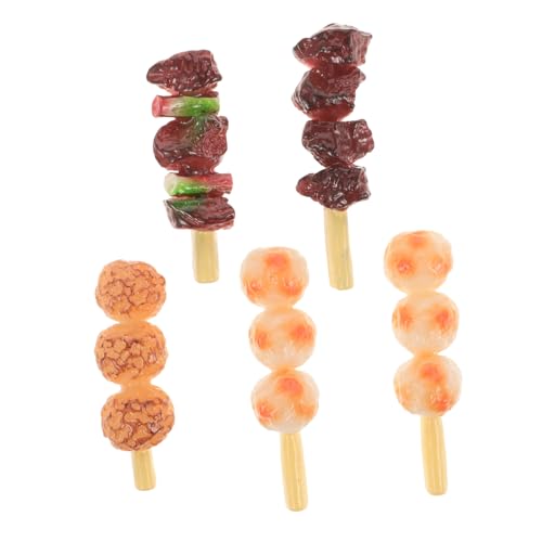 JOINPAYA 5 Stück Simulation Grillspieße Mini Lebensmittelspielzeuge Gefälschte Lebensmittel Kindergrill Gefälschte Grillfleisch Grill Realistische Lebensmittelspielzeuggrill Mini von JOINPAYA