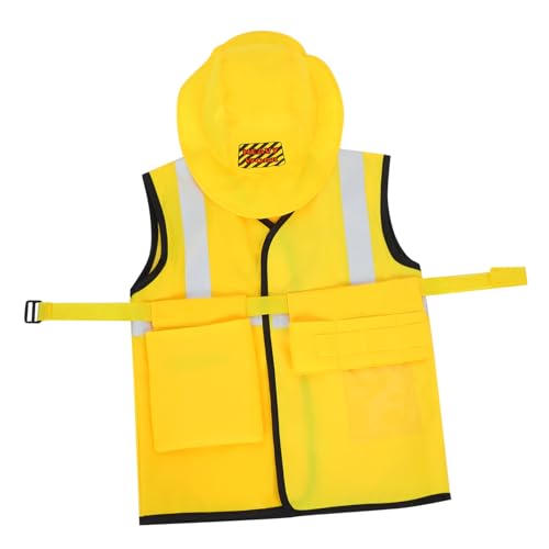 JOINPAYA 5 Stück Teiliges Bauarbeiter Kostüm aus Atmungsaktivem Material mit Hut Weste Gürtel und Werkzeugtaschen Geeignet für Faschingsparty Rollenspiel und Halloween Verkleidung von JOINPAYA