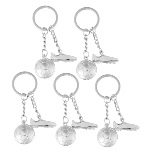 JOINPAYA 5 Stück Teiliges Fußball Schlüsselanhänger Leichter Metall Fußballanhänger Detailgetreuer Fußball Charm Vielseitiger Sport Schlüsselanhänger für Jungen Perfektes Soccer Party von JOINPAYA