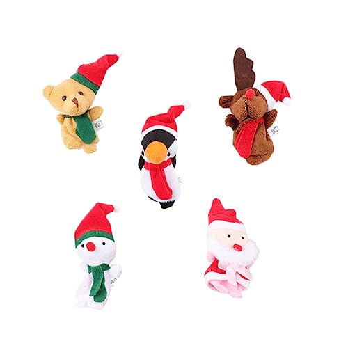 JOINPAYA 5 Stück Weihnachts-Cartoon-Finger Puppen Xmas Decoration fingerpuppen-Set Weihnachtsfingerpuppen Cartoon-Fingerpuppen Fingerpuppe für weihnachtliches Fingerspielzeug Plüsch von JOINPAYA