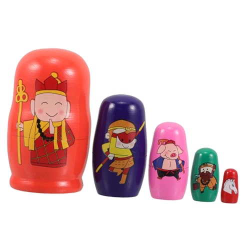 JOINPAYA Nesting Wooden Dolls to West Wukong Monk Sicheres Lernspielzeug für Kindergeburtstage und Feiertage von JOINPAYA