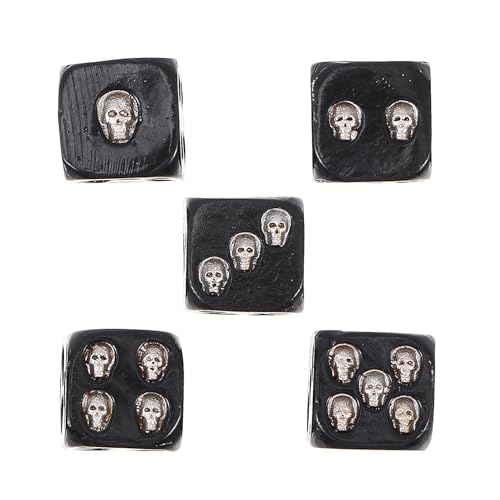 JOINPAYA 5 Stücke 18mm Schädelköpfe Form Würfel Spaß Würfel 6 Seitige Würfel Für Party (schwarz) von JOINPAYA