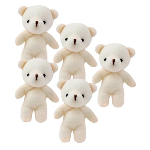 JOINPAYA 5 Stücke Mini-Bär plüschbär kleine Bärenpuppen kleine Bärenspielzeuge tragbare Bärenfiguren Tragbarer Bärenanhänger hängendes Bärenspielzeug ausgestopfter Kleiner Bär Stoff Beige von JOINPAYA
