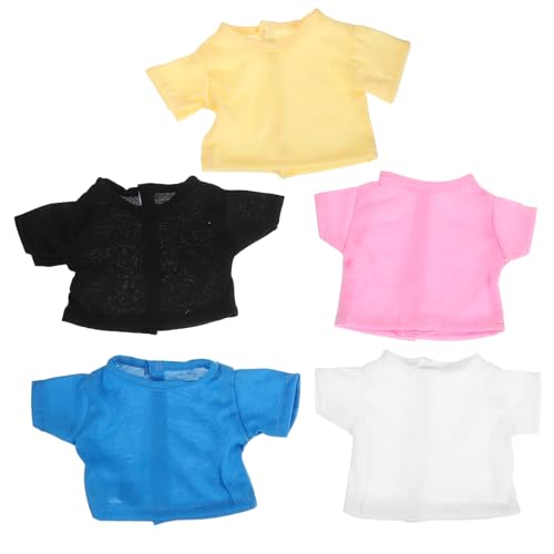 JOINPAYA 5 T-Shirts für Kuscheltiere: Kurzärmlige, einfarbige T-Shirts für 18-Zoll-Puppen – Ersatzkleidung für Kuscheltierpuppen von JOINPAYA