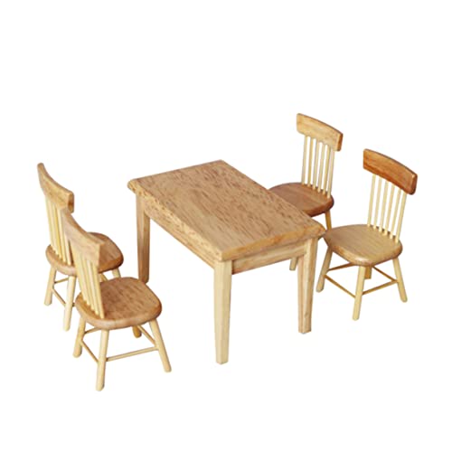 JOINPAYA Puppenhaus Esszimmer Set 5 Stücke Mini Tisch Stuhl Set Möbel Modell Mini Zubehör Set JOINPAYA Puppenhaus Esszimmer Set 5 Stücke Mini Tisch Stuhl Set Möbel Modell Mini Zubehör Set von JOINPAYA