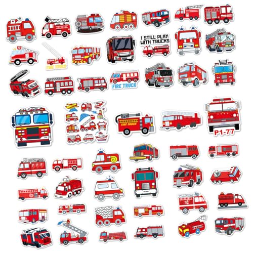JOINPAYA 50 Stück Feuerwehrauto-Aufkleber Für Kleinkinder Laptop- Und Tagebuch- Realistische LKW-Aufkleber Für Kinder von JOINPAYA