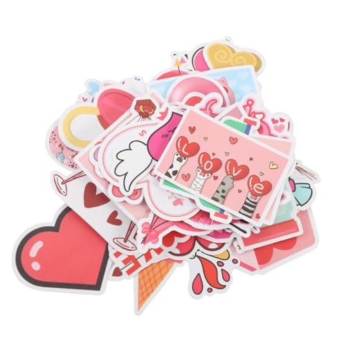 JOINPAYA 50 Stück Dekorative Aufkleber Romantische Dekorationen Alles Zum Jubiläum Aufkleber Valentinsherzaufkleber Herzaufkleber Für Rosa wasserdichte PVC-Aufkleber von JOINPAYA