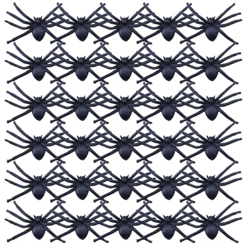 JOINPAYA 50 Stück Simulation Spinne Requisit Halloween Kleidung Halloween kostün kunststoffstäbe Halloween-Spinnennetz Plüsch gefälscht Halloween -Ornamente realistische Spinne PVC Black von JOINPAYA