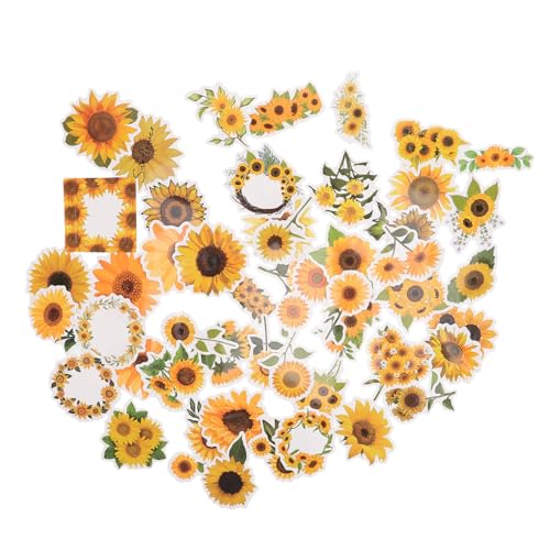 JOINPAYA 50 Stück Sonnenblumenaufkleber Aufkleber Für Helme Ästhetische Aufkleber Laptop-Aufkleber Kofferaufkleber Auto Aufkleber DIY-bastelaufkleber Kunstaufkleber Papier Yellow von JOINPAYA
