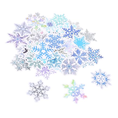 JOINPAYA 50 Stück Weihnachtsaufkleber Weihnachtsfeier Aufkleber Fensteraufkleber Weihnachtsschneeflockeaufkleber Aufkleber Mit Schneeflockenmuster Dekorativer Aufkleber PVC von JOINPAYA