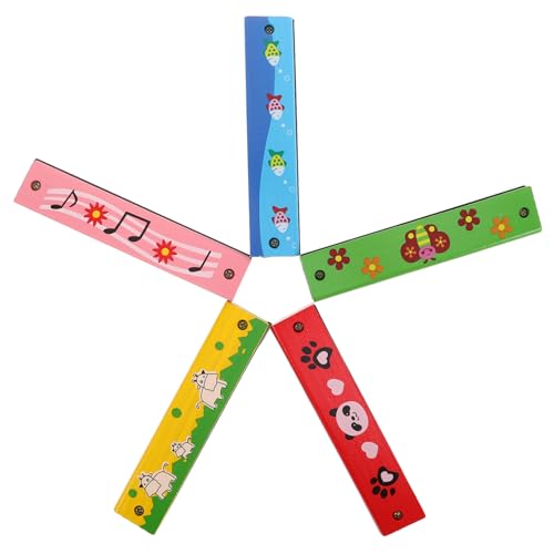 JOINPAYA 5Stücke Teilige Mundharmonika für Lernspielzeug aus Holz Kreatives Design für Anfänger Musikalischer Reisen und Aktivitäten von JOINPAYA
