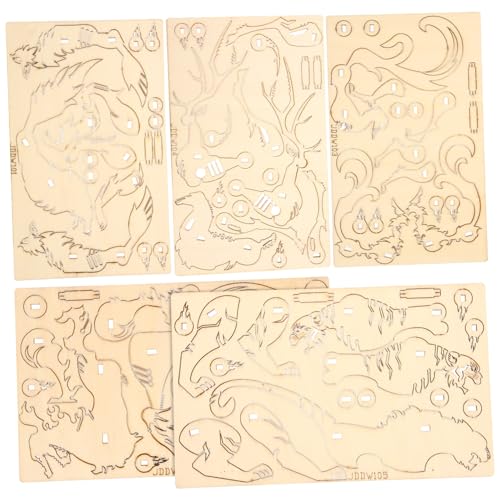 JOINPAYA 5Stücke Teiliges Tier Puzzle DIY Holzspielzeug für Kreatives Tiermodell Eltern Junge Mädchen Interaktion für Geburtstage und Feiertage von JOINPAYA