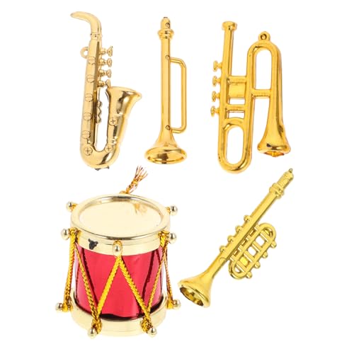 JOINPAYA 5st Miniatur-musikinstrumente Mini-Instrumente Miniatur-Musical Simulation Musikinstrument Mini-Musikinstrument-Requisite Puppenhauszubehör Mini- -Musikinstrument Plastik Golden von JOINPAYA