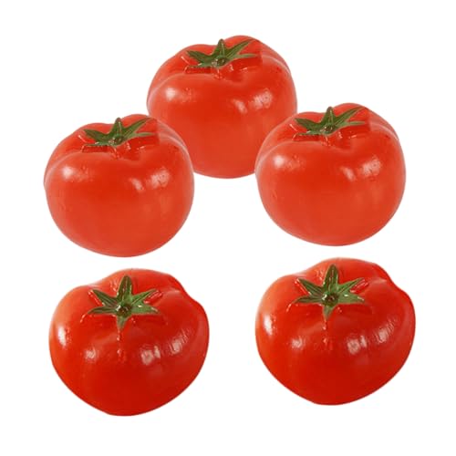 JOINPAYA 5stücke Künstliche Miniatur-falschfrüchte Tomatenmodelle Requisiten Künstliche Miniaturfrüchte Gefälschte Mini-obstmodelle Layout-szenendekor Mini-obstmodell Miniatur-Tomaten von JOINPAYA