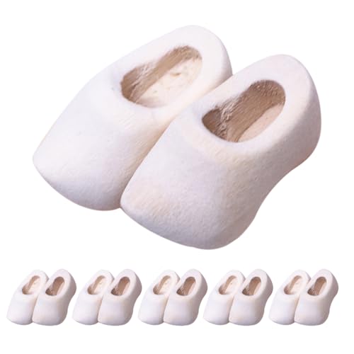 JOINPAYA 6 Paar Miniatur-Puppenhaus-Zubehör: DIY unfertige Holzclogs – Mini-Holzschuhe für Puppen-Bastelprojekte und kleine Hausdekoration von JOINPAYA
