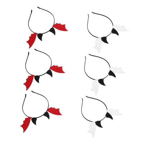 JOINPAYA 6 Stück Halloween Haarreif Teufelshörner Fledermausohren Leichtes Cosplay Zubehör für Damen Herren Karneval Party Kostüm von JOINPAYA