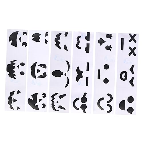 JOINPAYA 6 Stück Kürbis Lampe Aufkleber Halloween Party Decorations Halloween Pumpkin Stickers Halloween Pumpkin Carving Tools Kürbis-Emoticon-Aufkleber Partyzubehör PVC Black von JOINPAYA