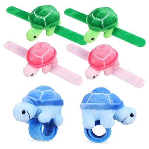 JOINPAYA 6 Stück Kuscheltier Schildkröten Slap Bracelets Weiche Tierarmbänder für Dekoration und Party Spaßige für Geburtstage und Feiertage von JOINPAYA
