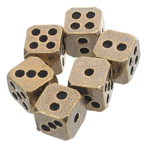 JOINPAYA 6 Stück Messing Würfel Antike Design Spielwürfel für Spiele und Partys Dekorative Handwerksstücke für Zuhause Bar und Garten Robuste und Runde Ecken für Unterhaltung von JOINPAYA