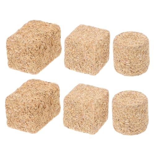 JOINPAYA 6 Stück Mini-Heuhaufen-Modell Mini-Strohheu Stroh Heu Miniatur-Heuballen Strohballen Heuballenmodell Mini Heuballen-Set große Heuballen Mini-Heuballen zum Basteln Holz Khaki von JOINPAYA