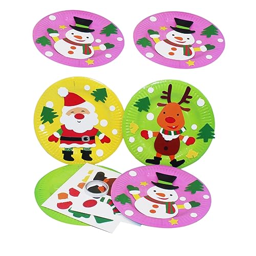 JOINPAYA 6 Stück Pappteller selber Machen Bastelmaterial für bastelsets für Weihnachten Pappteller DIY Weihnachtsaufkleber Aufkleber für Pappteller zum Selbermachen Papier von JOINPAYA